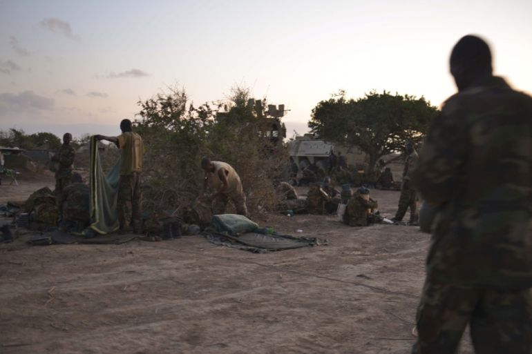 AMISON and SNA soldiers during their advance on three al-Shabaab controlled towns in the Lower Shabelle region