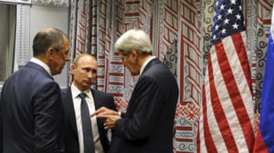 Putin, Lavrov and Kerry meet on the sidelines of the United Nations General Assembly in New York [Reuters]