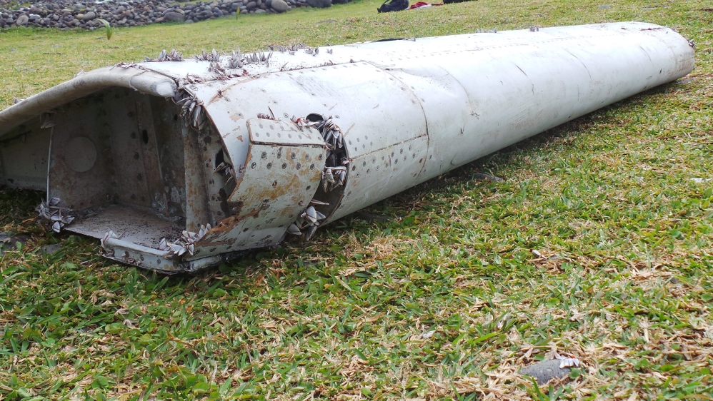 A flaperon from the Malaysia Airlines Boeing 777-200ER washed ashore in Saint-Andre de la Reunion on eastern Reunion island [EPA]