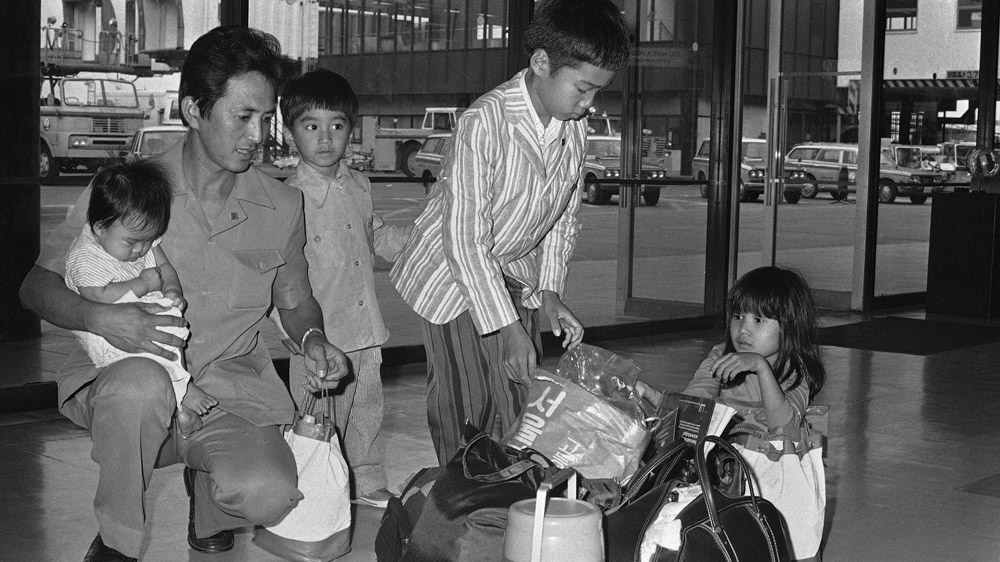 South Vietnamese refugees bound for Canada in 1975 after communist forces took over the Southeast Asian country [AP]