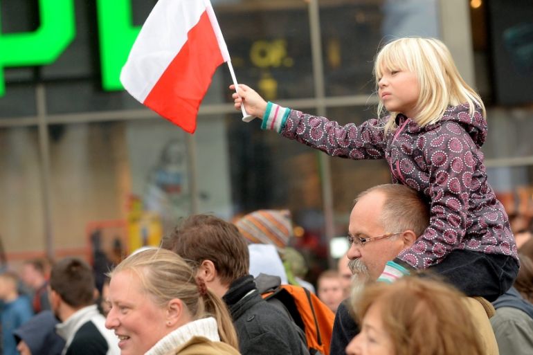 Protest against the Polish governments decision to accept migrants from Syria and North Africa