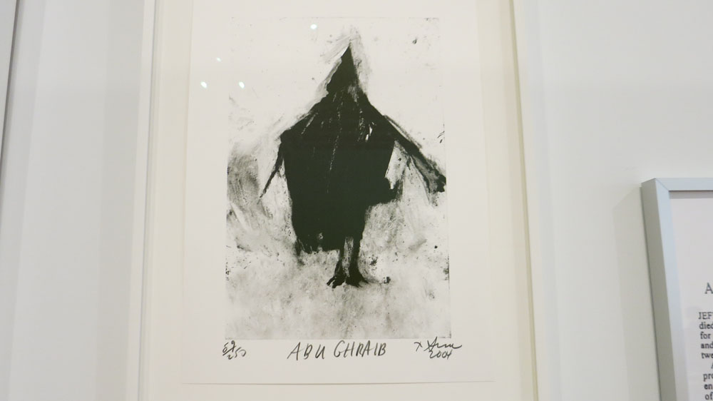 A depiction of a hooded prisoner at Iraq's Abu Ghraib by sculptor Richard Serra [James Reinl/Al Jazeera]