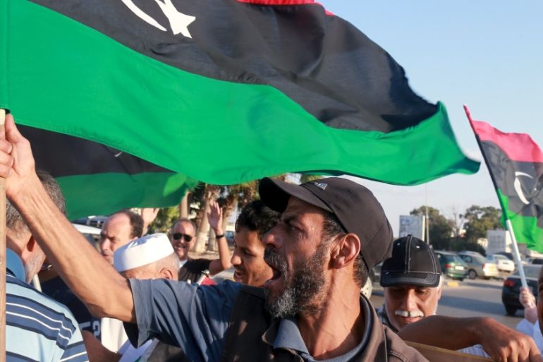 Protest against the U.N. to draft agreement talks headed by the Head of United Nations Support Mission in Libya, Bernardino Leon in Benghazi