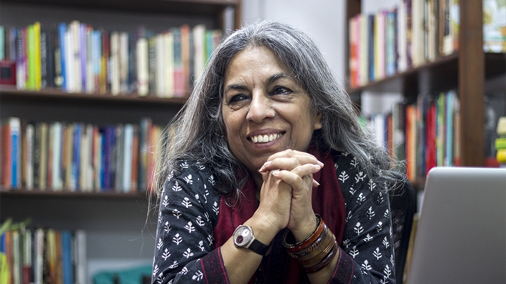 Urvashi Butalia at Zubaan, the feminist press she founded and runs in Delhi [Showkat Shafi/Al Jazeera]