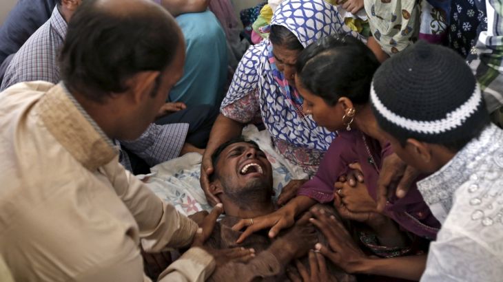A Muslim man weeps after getting the news of his family members, who died in Thursday''s stampede at Mina, in Ahmedabad