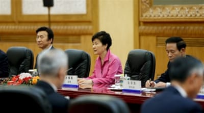 South Korean President Park Geun-hye meets with Chinese President Xi Jinping in Beijing [REUTERS]