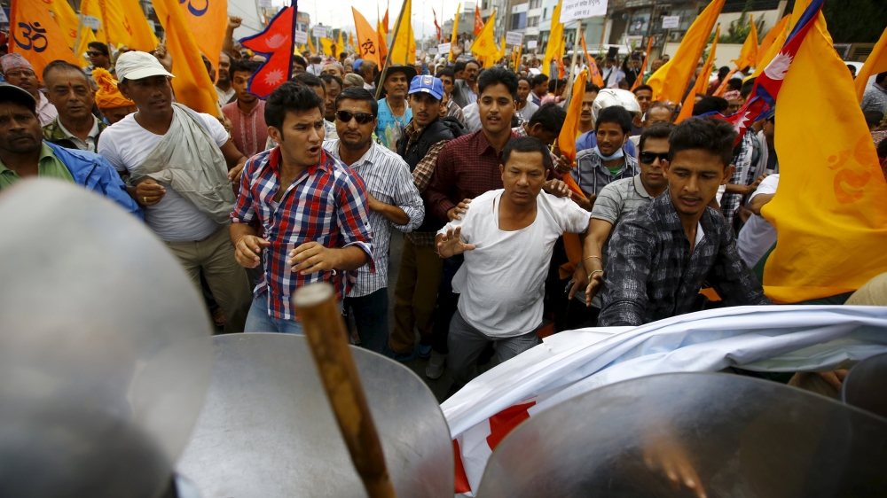 Police used batons and water cannon to disperse Hindu activists [Reuters]