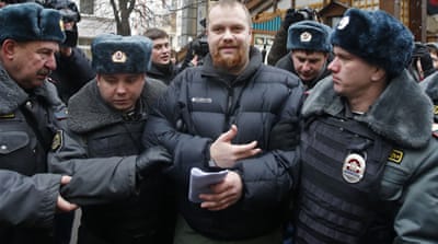 Dmitry Demushkin, leader of the banned ultra-nationalist group Slavic Union [Misha Japaridze/AP]
