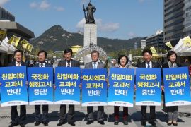 Protest over Korean state control over history textbooks