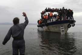 Refugees and migrants arrive on the Greek island of Lesbos