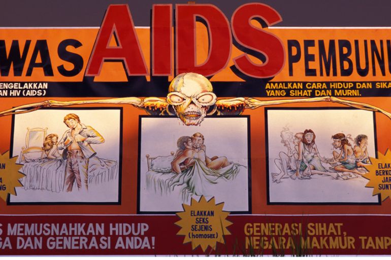 Aids Campaign, Malaysia. (Photo By BSIP/UIG Via Getty Images)