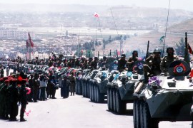 Soviet troops withdraw May 15, 1988 from Kabul, Afghanistan.