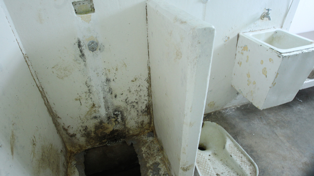 A hole in the floor of cell number 20 from which Joaquin Guzman Loera escaped on July 11, 2015, in the Altiplano maximum security prison in Almoloya [EPA]