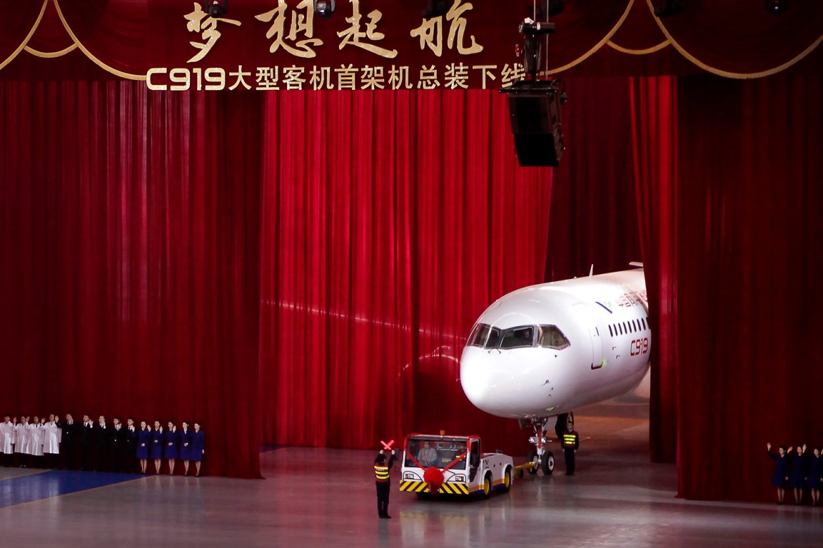 C919 passenger plane made by The Commercial Aircraft Corp. of China