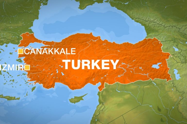 Canakkale Izmir Turkey map