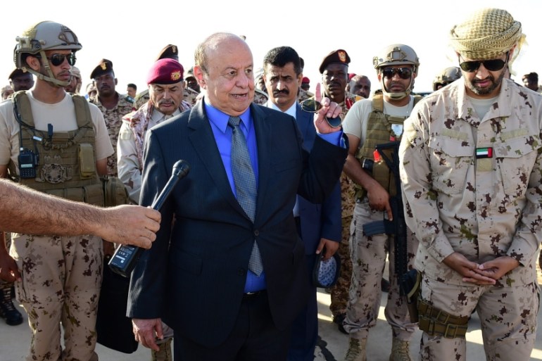 Yemeni President Hadi in the Al-Anad airbase