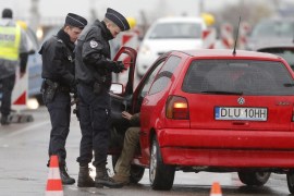 French police conduct a control at the French-German border in Strasbourg, to check vehicles and verify the identity of travellers