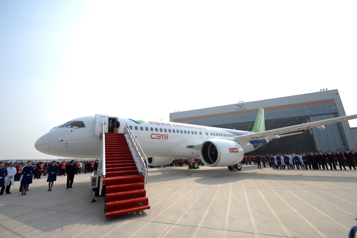 C919 passenger plane made by The Commercial Aircraft Corp. of China