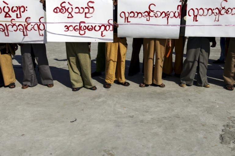 Myanmar protest against recent civil wars