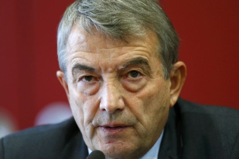 Wolfgang Niersbach, president of the German Football Association addresses a news conference at the DFB headquarters in Frankfurt