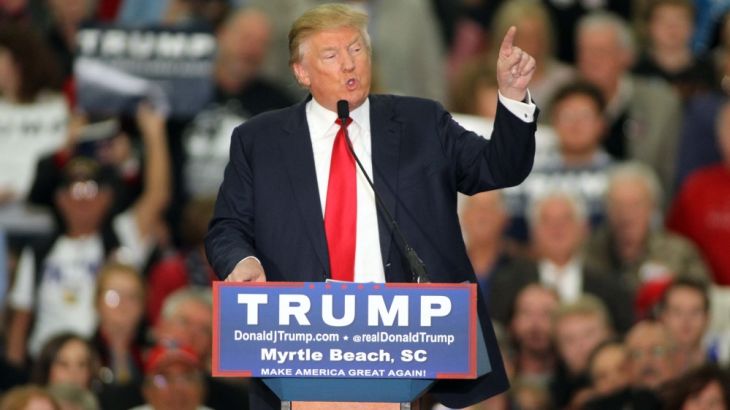 Donald Trump speaks during a campaign event at the Myrtle Beach