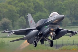 Turkish air force F-16 jets shoot down a foreign fighter plane