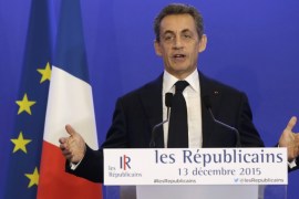 Nicolas Sarkozy, former French president and current head of the Les Republicains political party, speaks after results for the second-round regional elections in Paris [REUTERS]