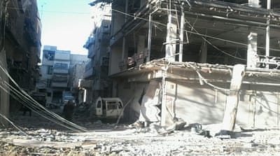 Pulverised roads and buildings are a common sight in the eastern Ghouta area in the outskirts of Damascus [Norran K/Al Jazeera]