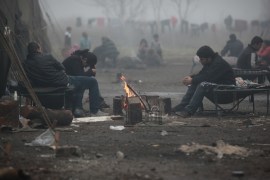 Syrian refugees try to stay warm in Bulgaria