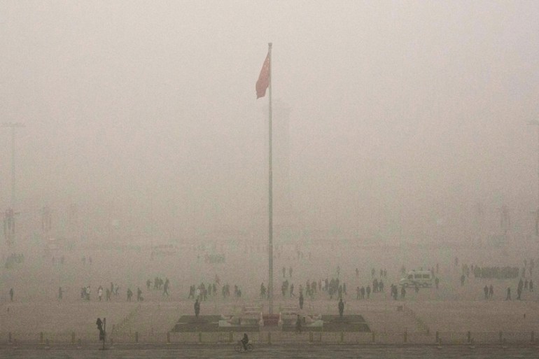 Smog in Tiananmen Square, Beijing, China