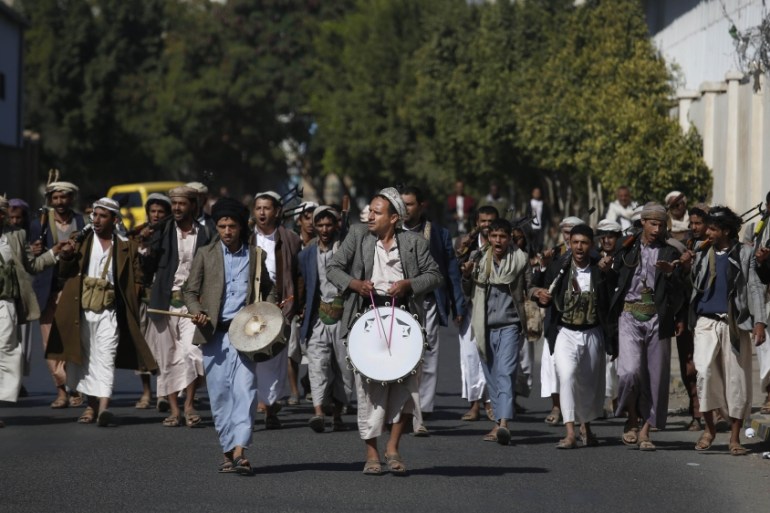 Houthis march in Sanaa