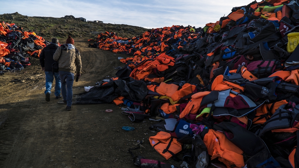 Lesbos lacks the recycling facilities for the hundreds of thousands of life jackets on the island [Sorin Furcoi/Al Jazeera] 
