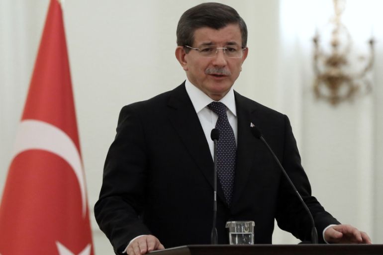 Turkey''s Prime Minister Ahmet Davutoglu addresses a meeting of Turkish ambassadors in Ankara,