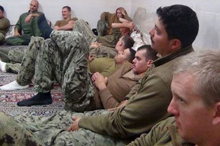 U.S. sailors are seen in an undisclosed location in Iran