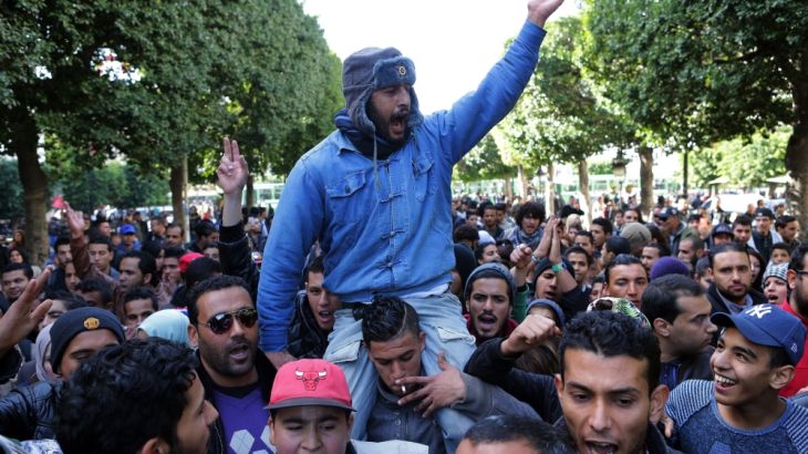 Unemployed graduates protest in Tunisia