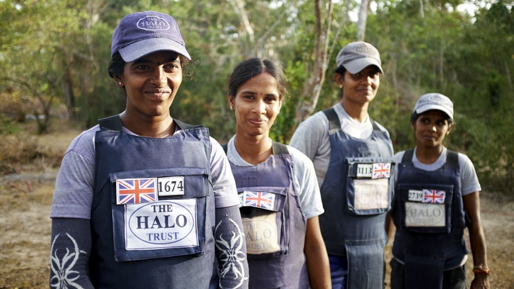 Fifty percent of HALO's de-miners in Sri Lanka are women. Many are the sole earner in their household [Devaka Seneviratne/Halo Trust Archives/Al Jazeera]