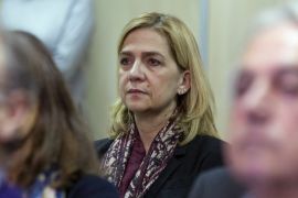 Spain''s Princess Cristina sits in court where she appears on charges of tax fraud in Palma de Mallorca