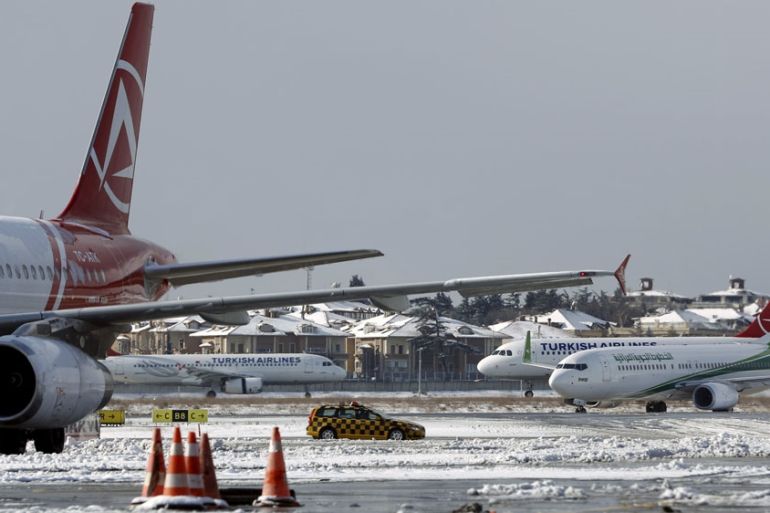 Ataturk airport in the snow Dec 2015. Turkey