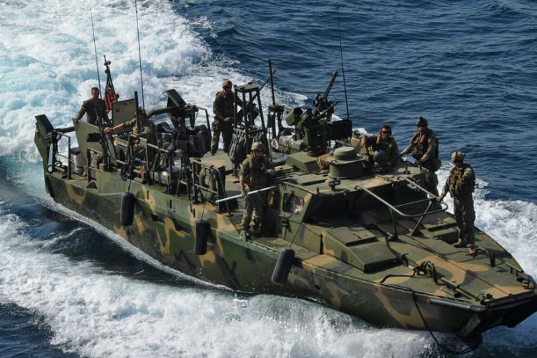 Riverine US navy boats held by Iran