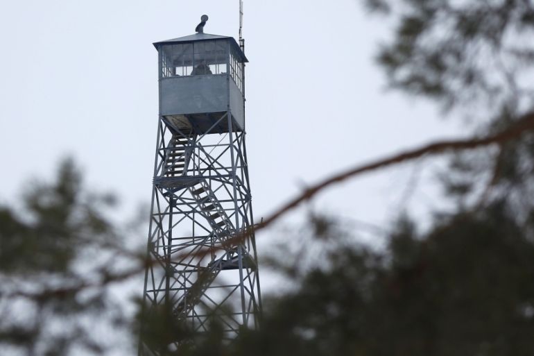 A watch tower is manned at the Malheur National Wildlife Refuge near Burns
