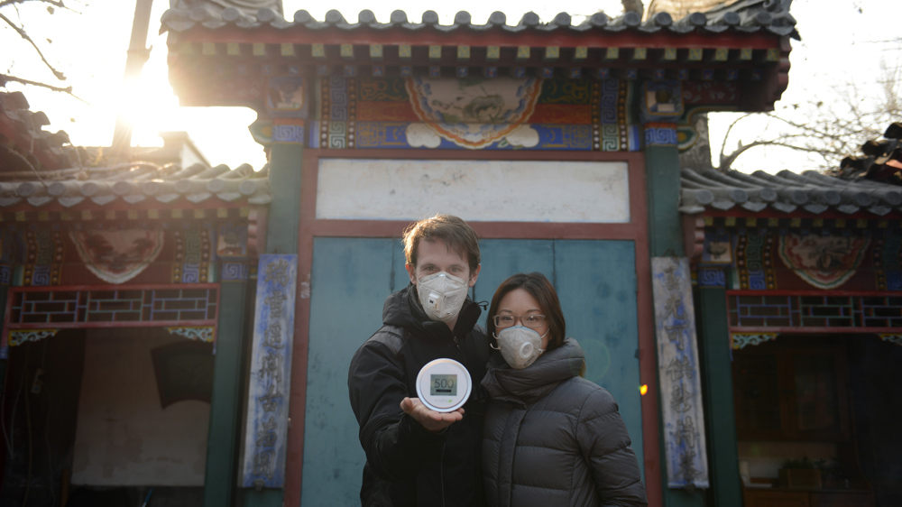 Liam Bates says demand for his pollution-reading devices has increased since the Red Alert [Aaron Berkovich/Al Jazeera]