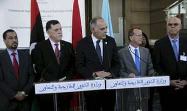 News conference after the signing of the "Libyan Political Agreement" in Suherirat, Morocco