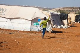 Refugees inside informal tent camps in Jordan