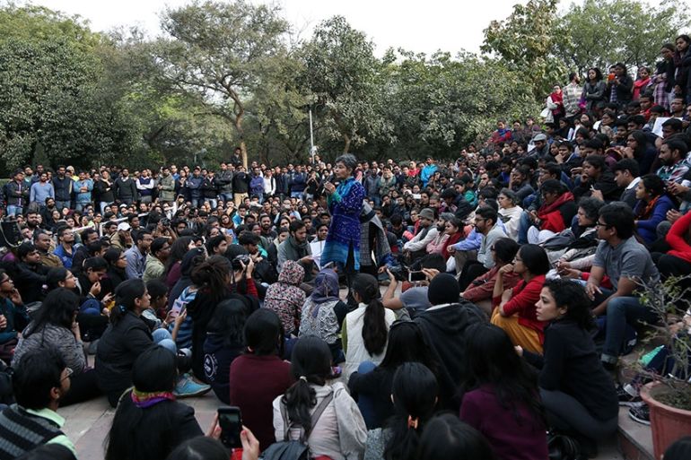 Protests in Indian University [Showkat Shafi/Al Jazeera]