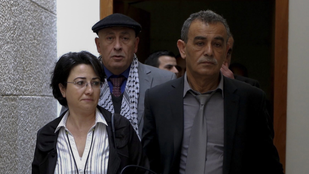 From left to right, Arab politicians Hanin Zoabi, Bassel Ghattas and Jamal Zahalka [File: EPA/Israel Hayom]