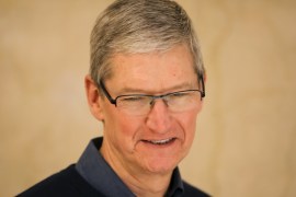 Apple Chief Executive Officer Tim Cook speaks during a event for students to learn to write computer code at the Apple store in the Manhattan borough of New York