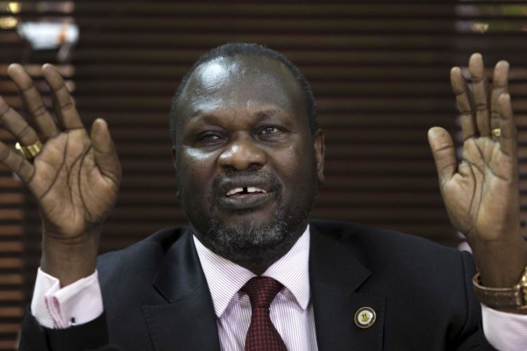 South Sudan''s rebel leader Riek Machar addresses a news conference in Uganda''s capital Kampala