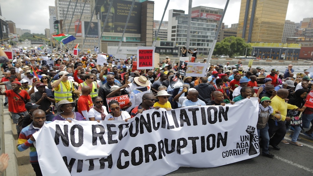Thousands of people marched against South African President Jacob Zuma on December 16, 2015 [  EPA]  
