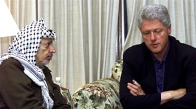 Bill Clinton and Yasser Arafat during the Camp David summit [David Scull/Newsmakers]