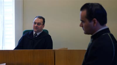 The presiding judge during the trial of one refugees in Hungary [Sorin Furcoi/Al Jazeera]